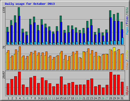 Daily usage for October 2013